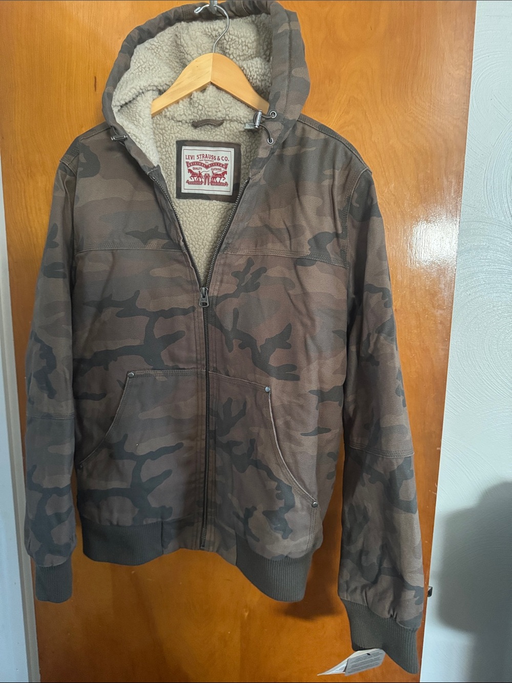 Levis Camo Jacket Mens Medium Sherpa Canvas